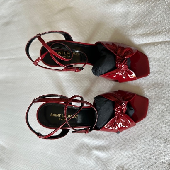 Saint Laurent Vernice Baltimora High Heeled Sandal, Hot Red, 37 - Picture 9 of 16